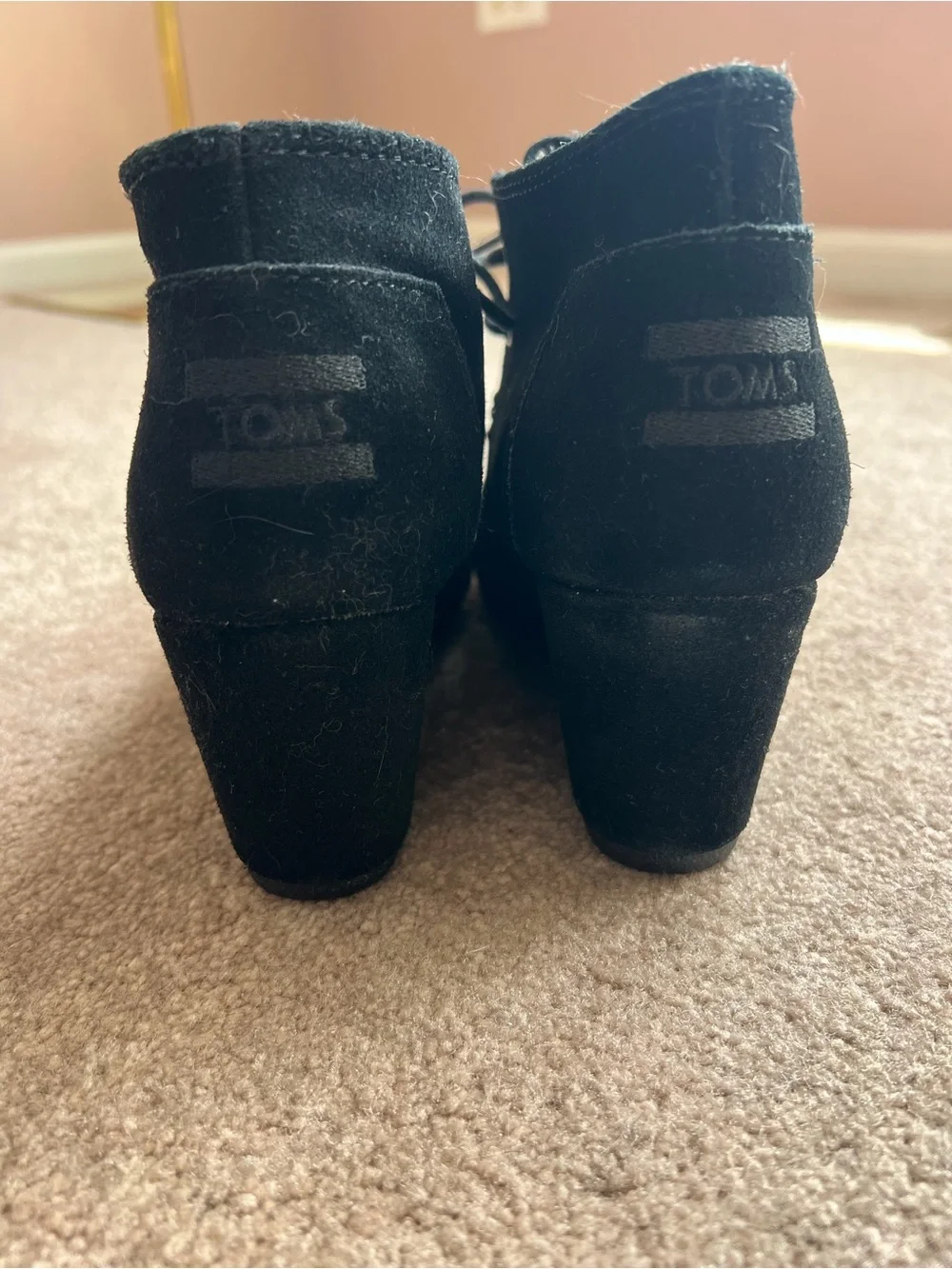 Black Suede Wedge Ankle Booties